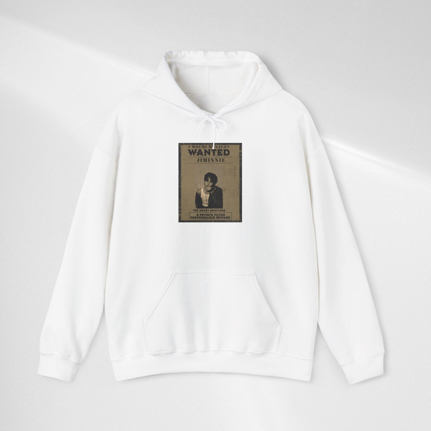 JIMIN Wanted Poster Hoodie — Vintage Photo "Wanted" Graphic Sweatshirt