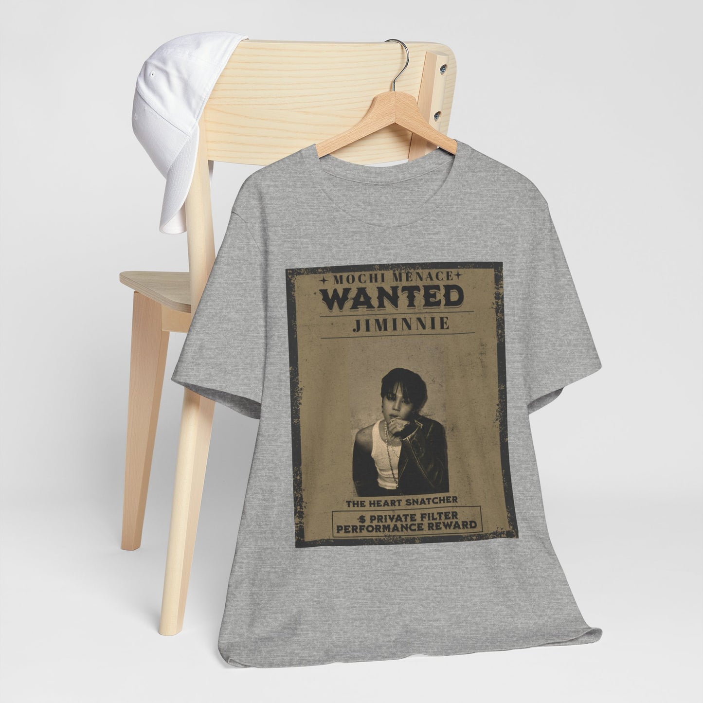 JIMIN Wanted Poster Graphic Tee — 'Mischief Menace' Vintage Style