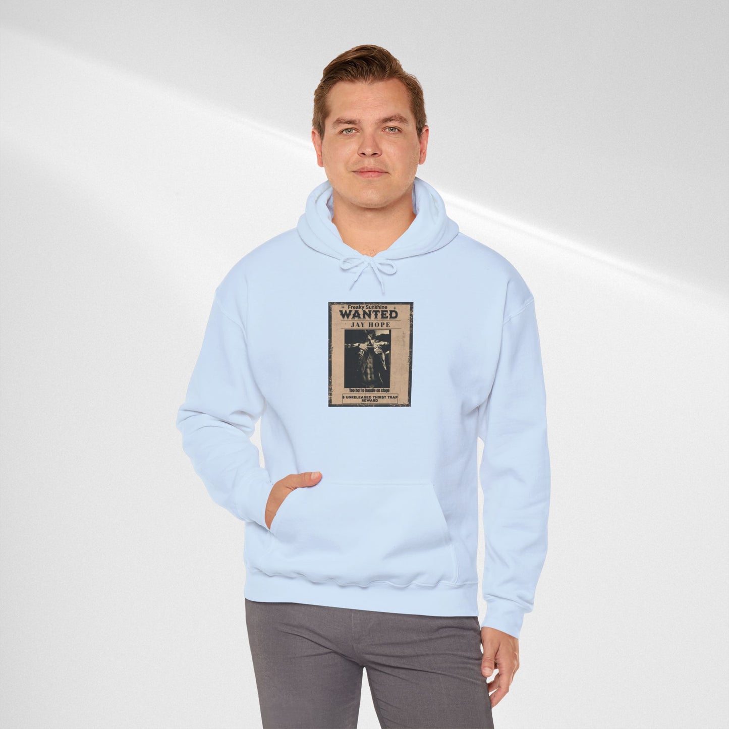 Hoodie - Vintage JHOPE 'WANTED' Poster Graphic Hooded Sweatshirt