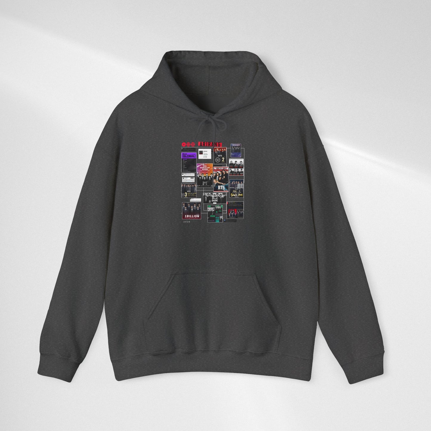 BTS ARIRANG Band Poster Collage Hoodie — Vintage Gig Tour Graphic Sweatshirt