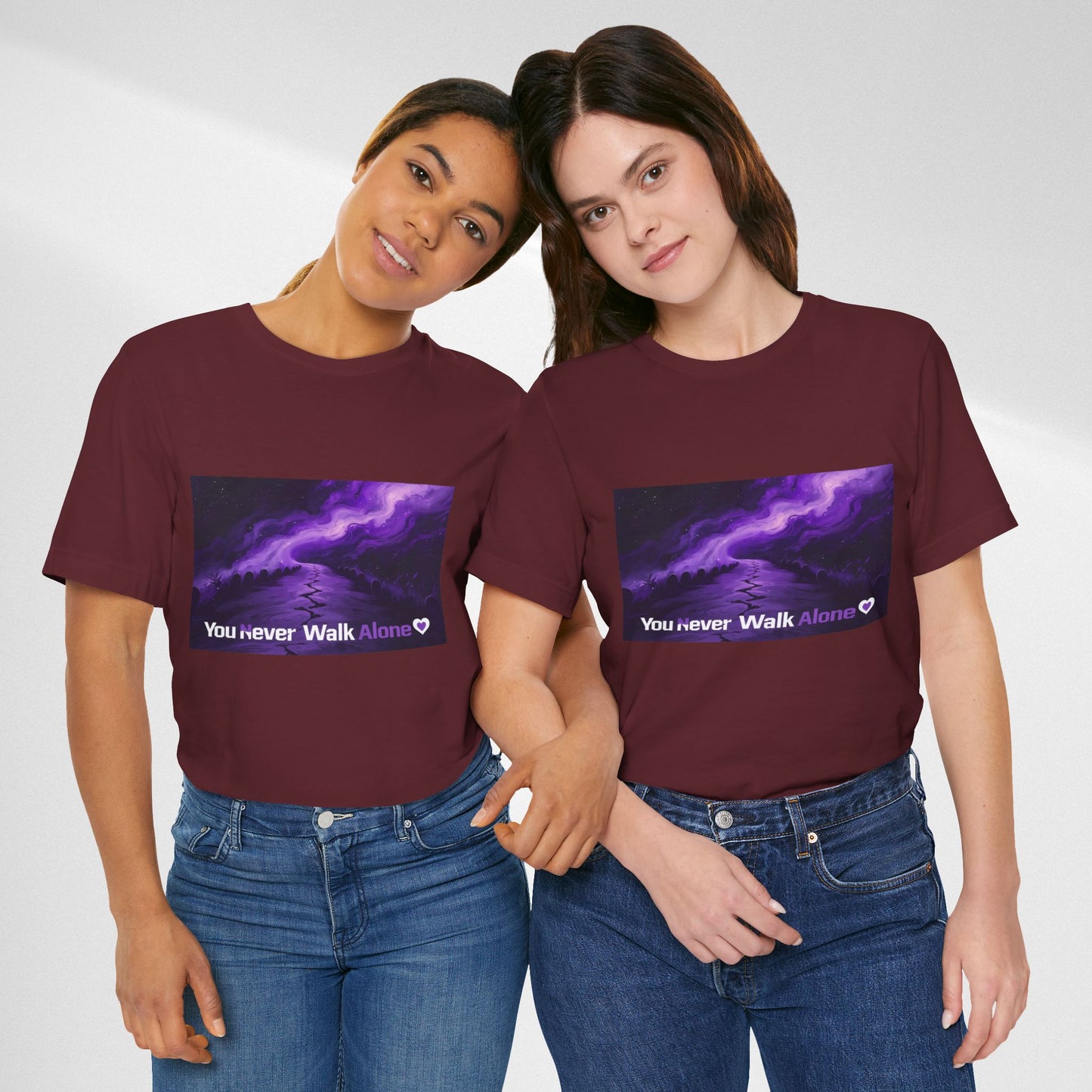 You Never Walk Alone Tee — Purple Night Stairway Graphic T‑Shirt