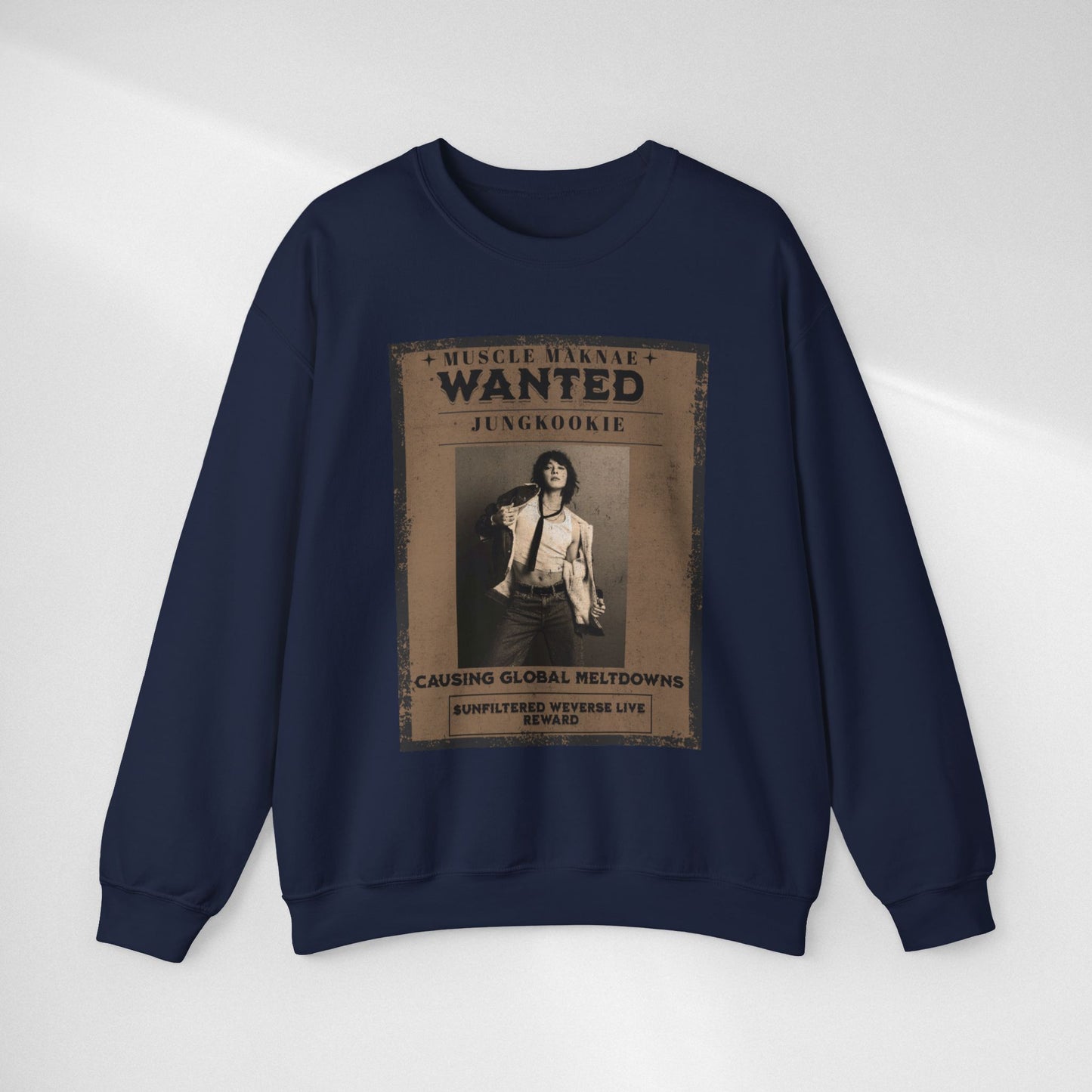 Crewneck Sweatshirt — Vintage JK'Wanted' Poster Graphic