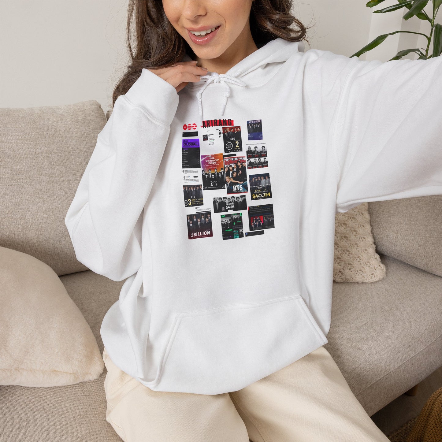 BTS ARIRANG Band Poster Collage Hoodie — Vintage Gig Tour Graphic Sweatshirt