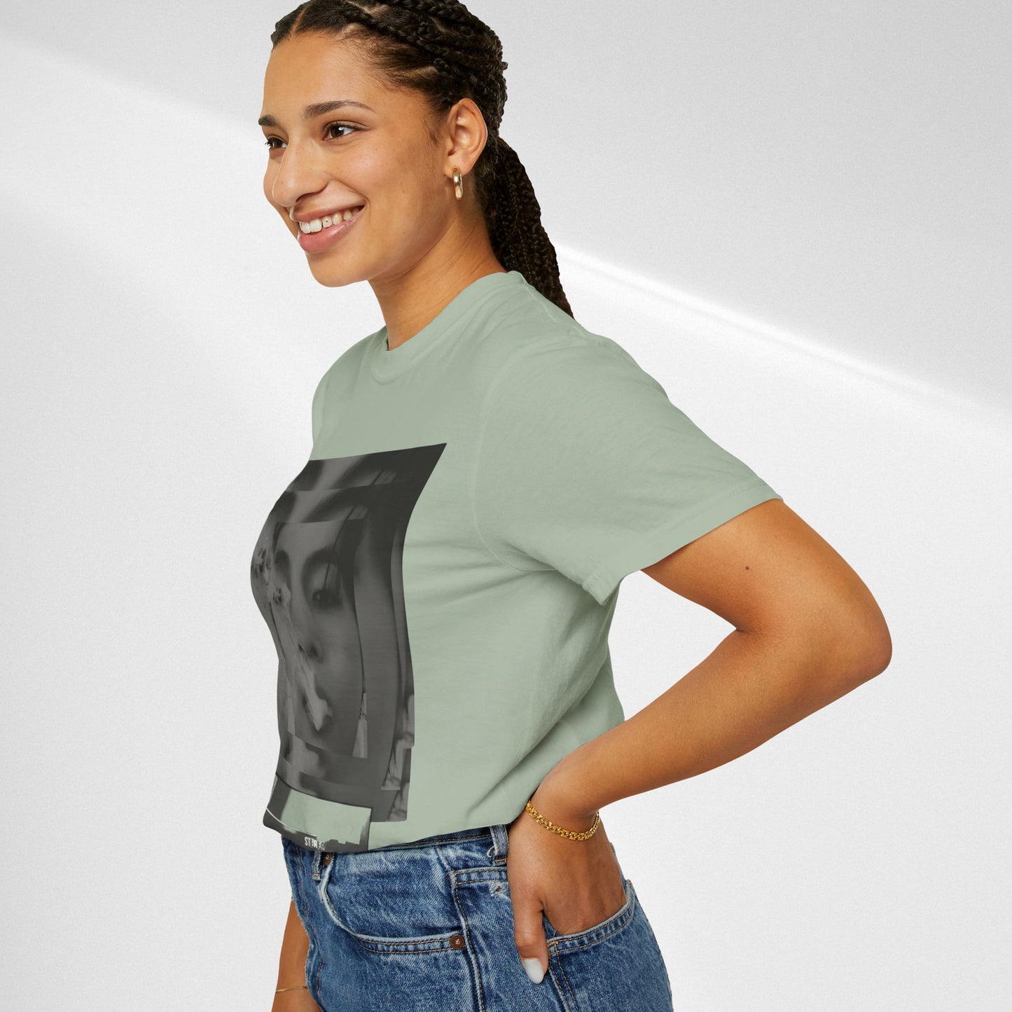 V Graphic Tee — Noir Glitch Portrait T-Shirt