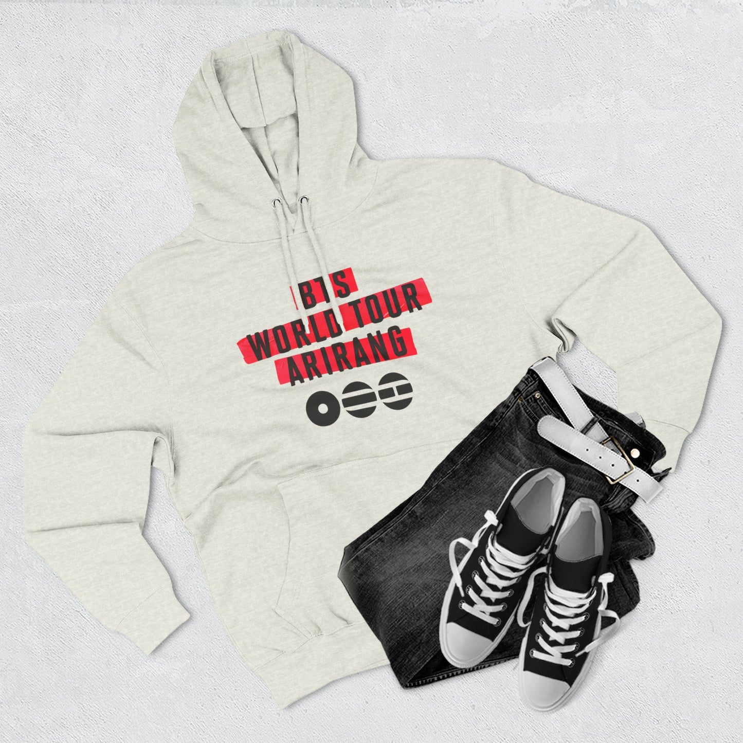 BTS World Tour Hoodie — 'Arirang' Fleece Pullover with Tour Dates