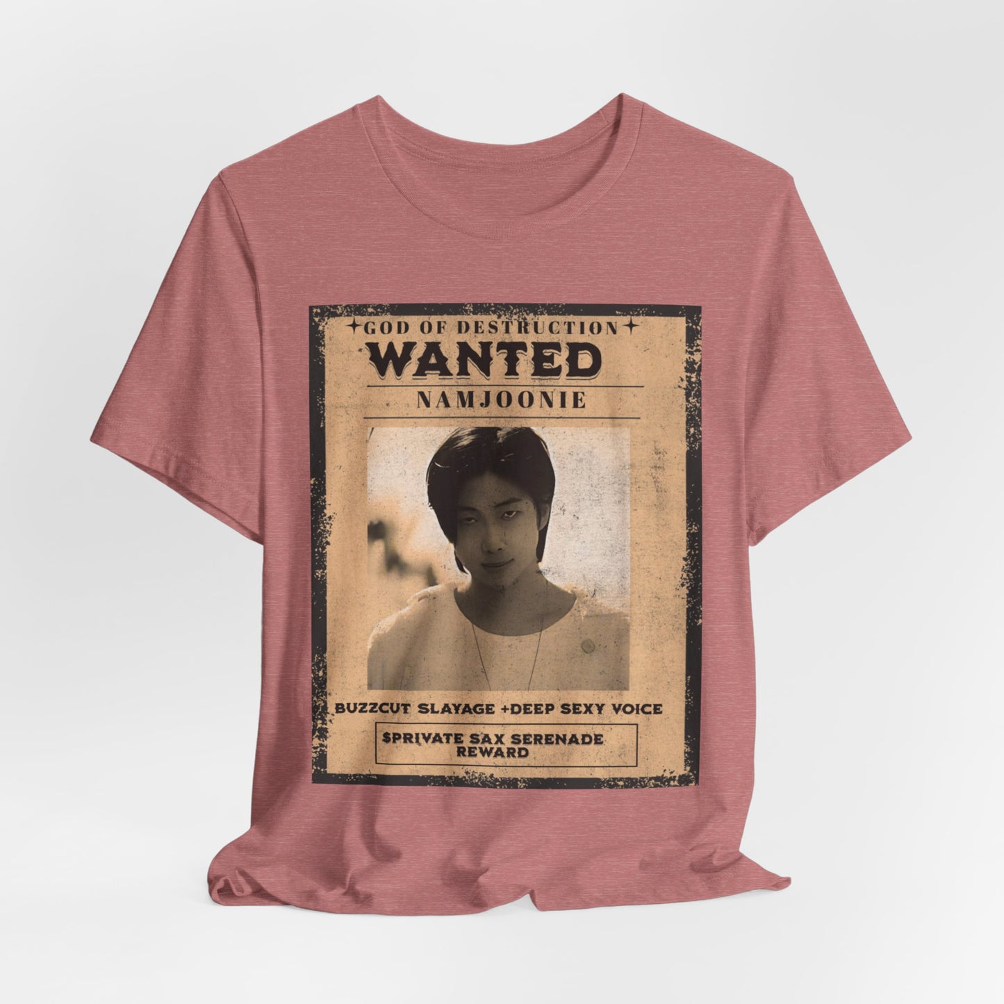 T-Shirt — Vintage 'Wanted: Namjoonie' Photo Tee (K-Pop Fan Poster Style)