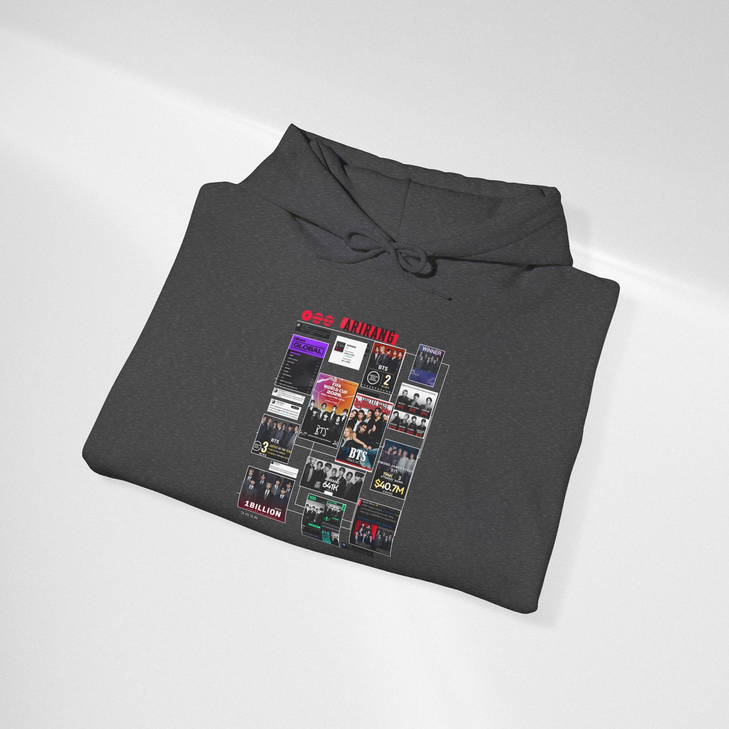 BTS ARIRANG Band Poster Collage Hoodie — Vintage Gig Tour Graphic Sweatshirt