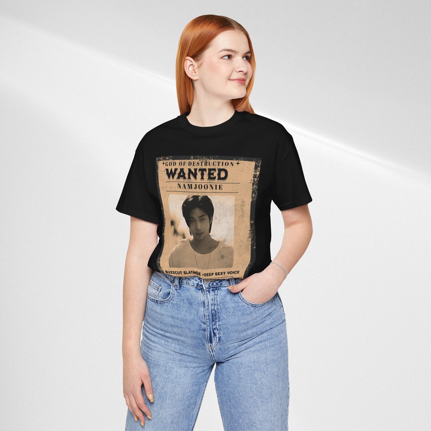 T-Shirt — Vintage 'Wanted: Namjoonie' Photo Tee (K-Pop Fan Poster Style)