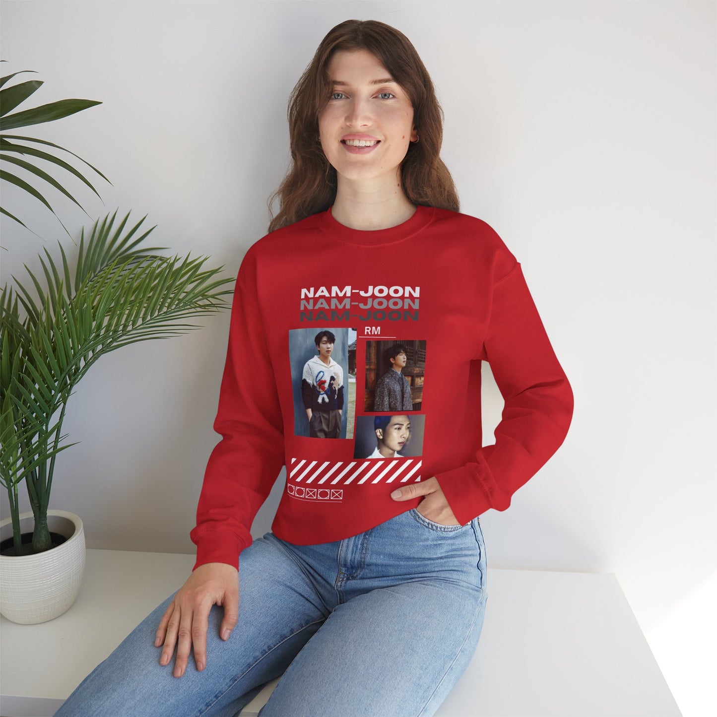 Photo Collage Crewneck Sweatshirt — "Nam-Joon" Graphic Pullover