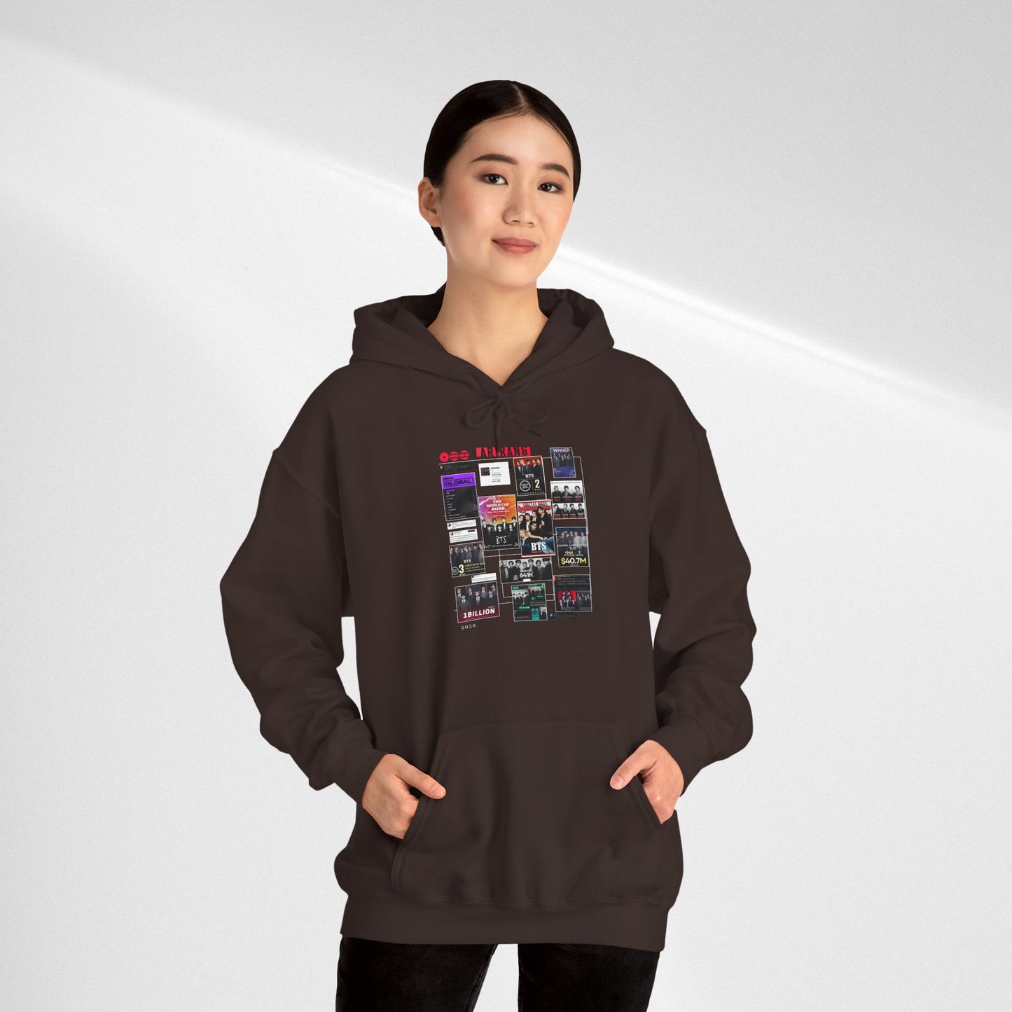 BTS ARIRANG Band Poster Collage Hoodie — Vintage Gig Tour Graphic Sweatshirt