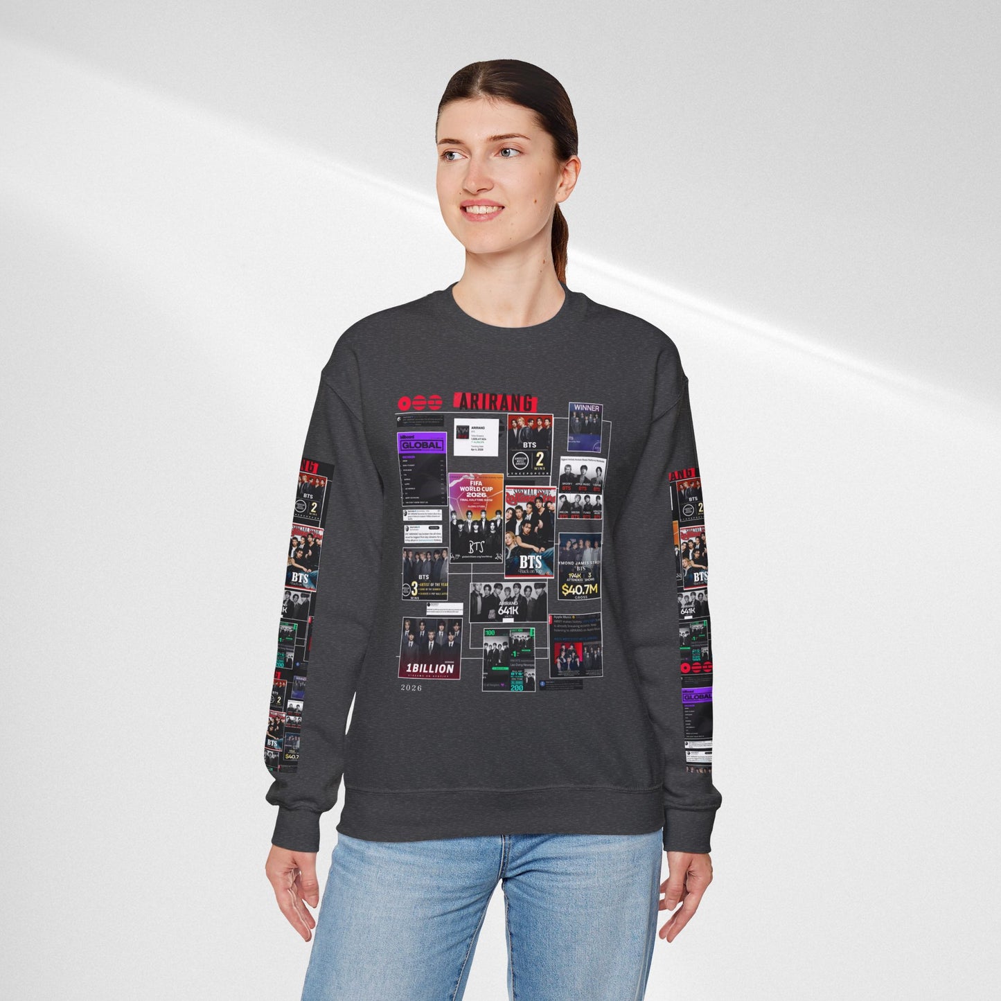 Crewneck Sweatshirt — BTS ARIRANG Collage Graphic Crewneck (Album Posters & Tour Art)