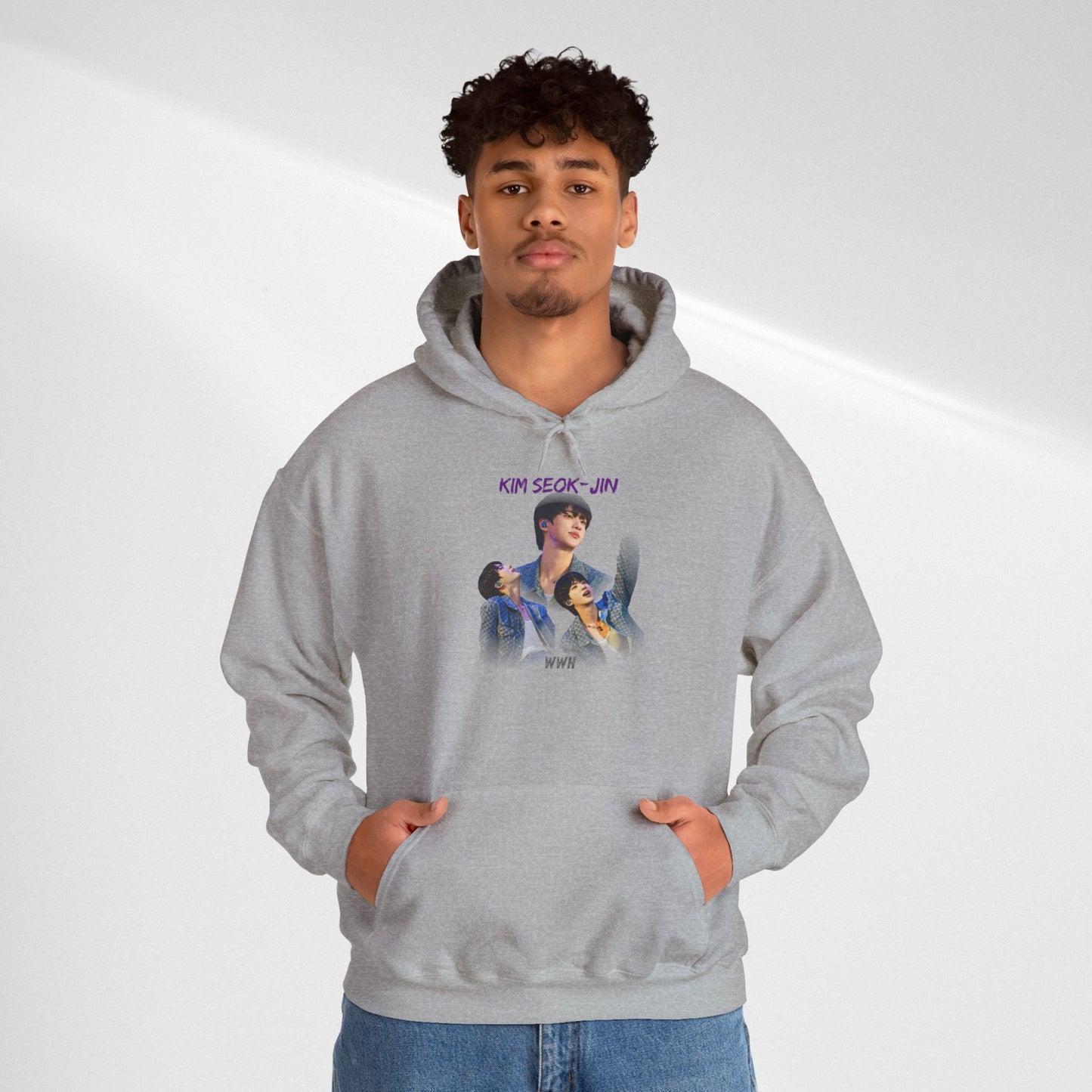 JIN Graphic Hoodie — Artistic Three-Image Portrait Design