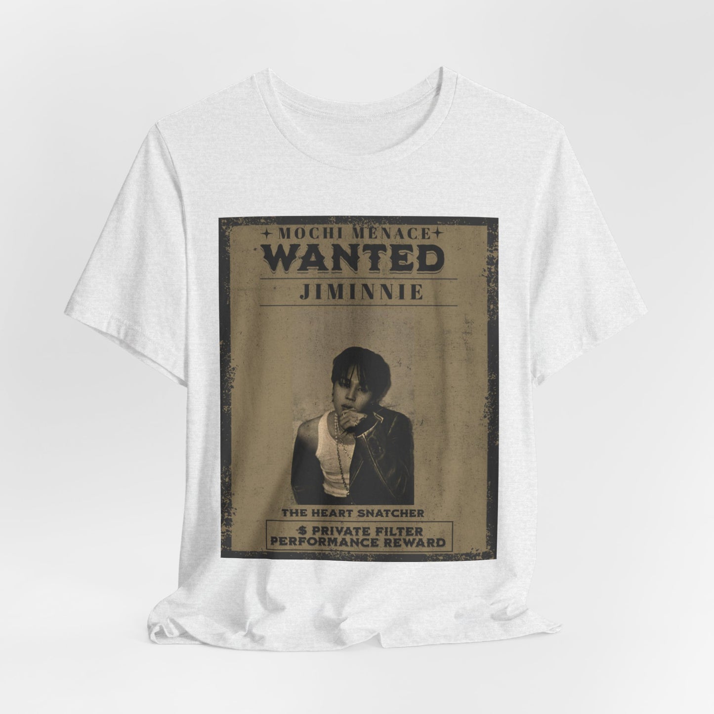 JIMIN Wanted Poster Graphic Tee — 'Mischief Menace' Vintage Style