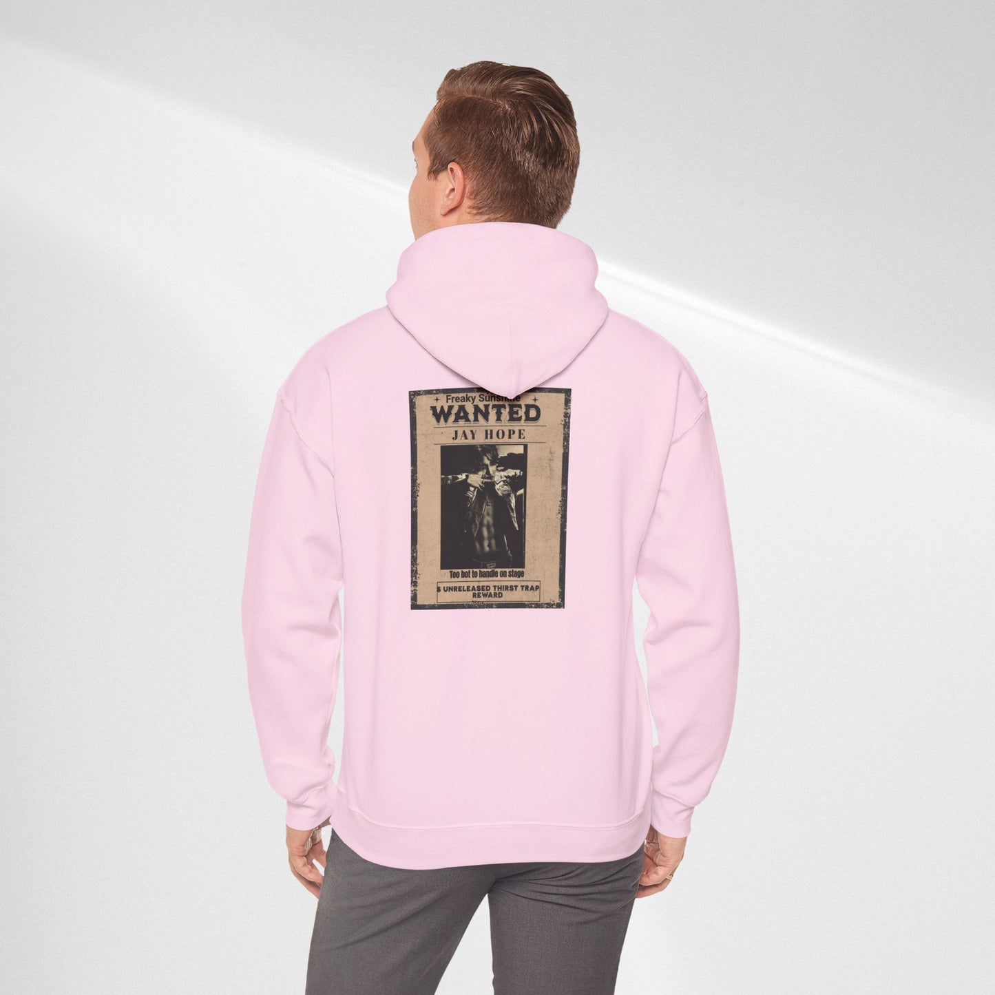 Hoodie - Vintage JHOPE 'WANTED' Poster Graphic Hooded Sweatshirt