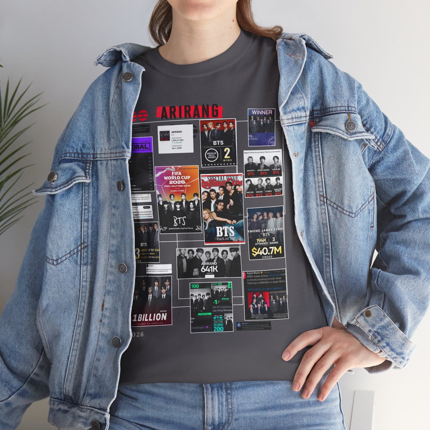 BTS ARIRANG Collage Tee — Iconic Albums & Milestones Graphic T-Shirt