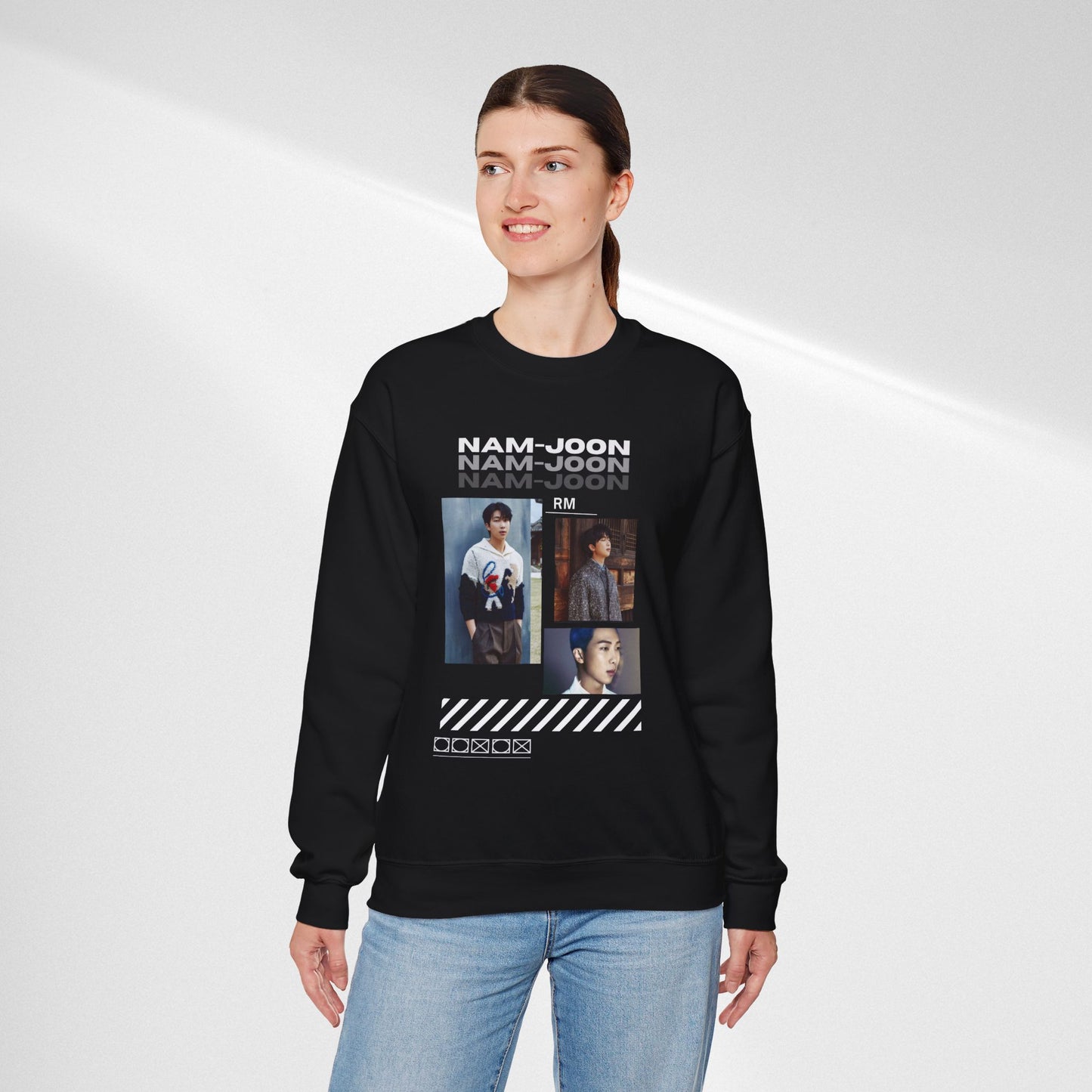 Photo Collage Crewneck Sweatshirt — "Nam-Joon" Graphic Pullover