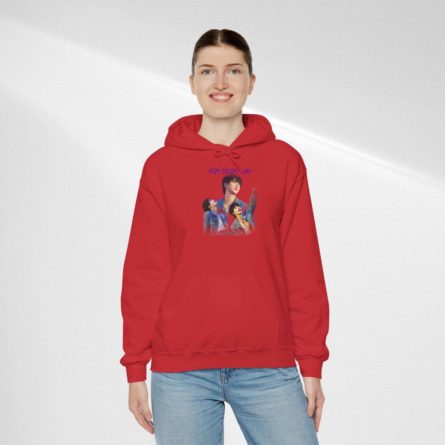 JIN Graphic Hoodie — Artistic Three-Image Portrait Design
