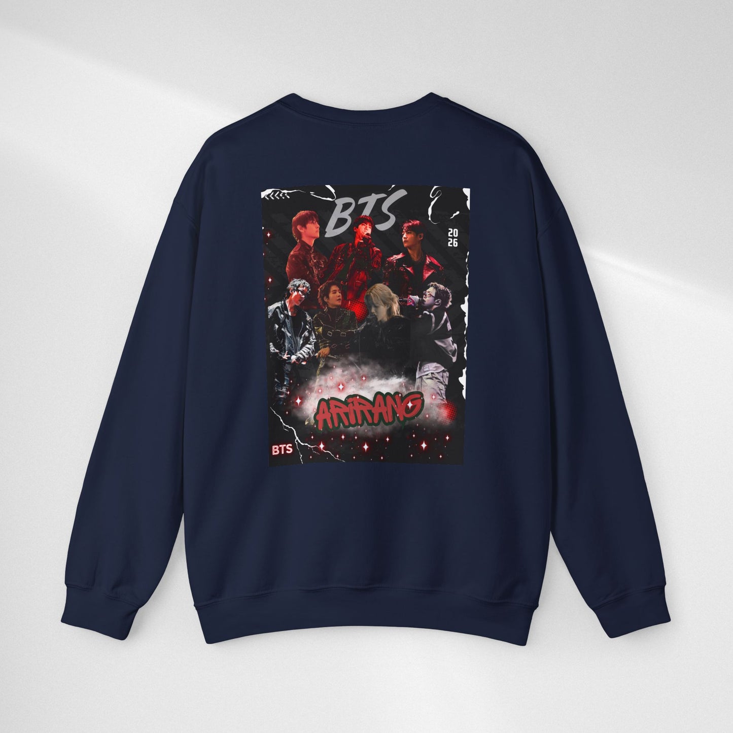 BTS Graphic Crewneck Sweatshirt – Red & Black Band Photo Design