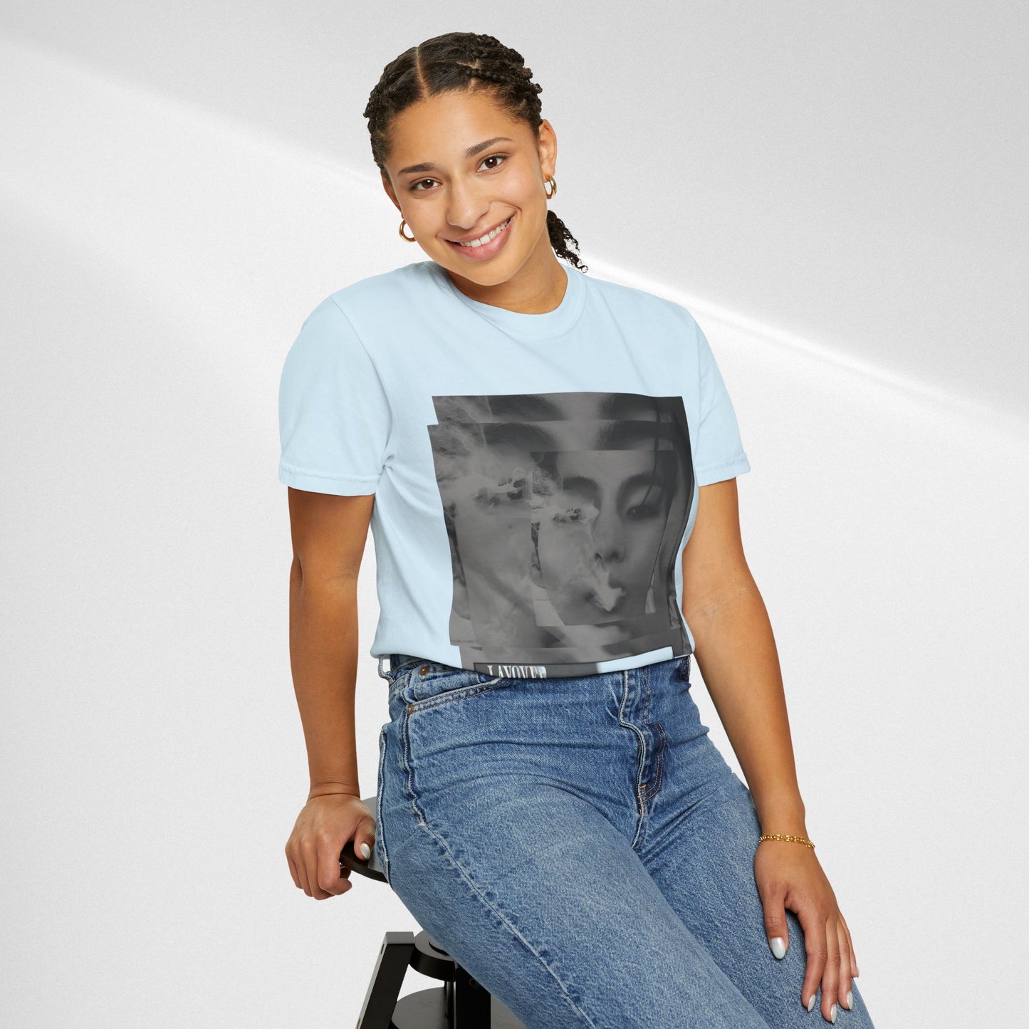 V Graphic Tee — Noir Glitch Portrait T-Shirt