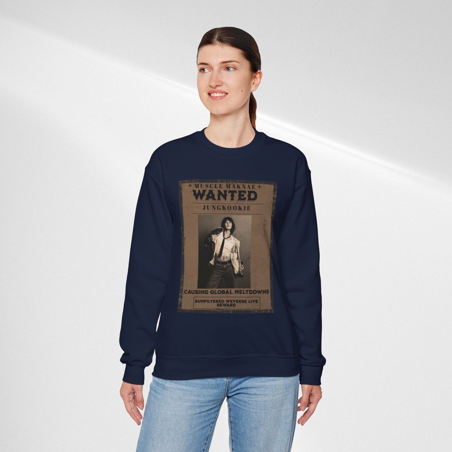 Crewneck Sweatshirt — Vintage JK'Wanted' Poster Graphic