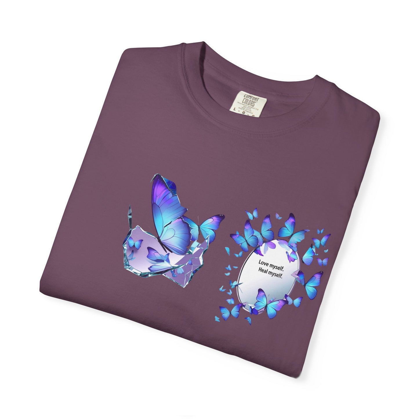 Butterfly Heart T-Shirt — Blue Watercolor Butterflies & "Everyone Deserves Love" Design