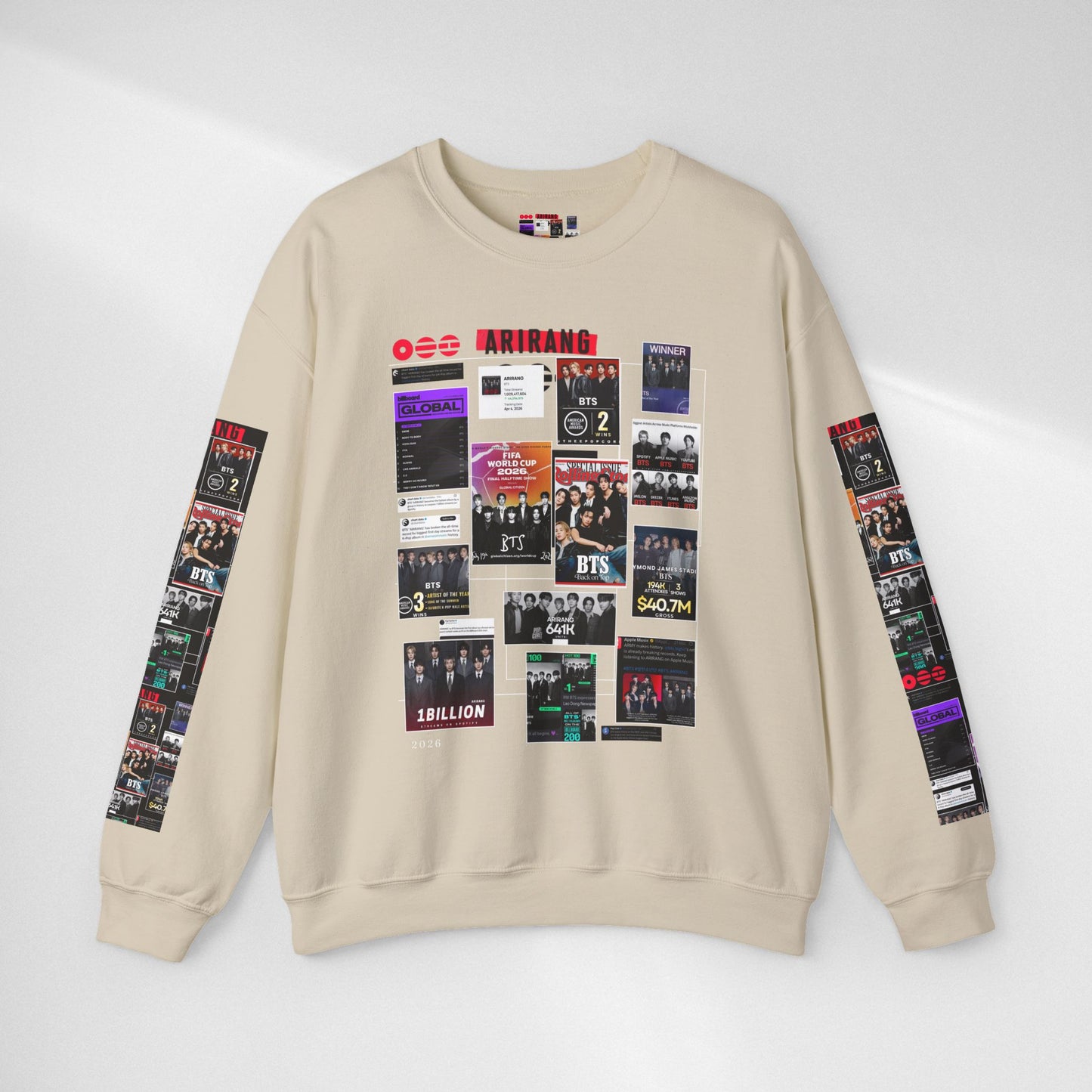 Crewneck Sweatshirt — BTS ARIRANG Collage Graphic Crewneck (Album Posters & Tour Art)