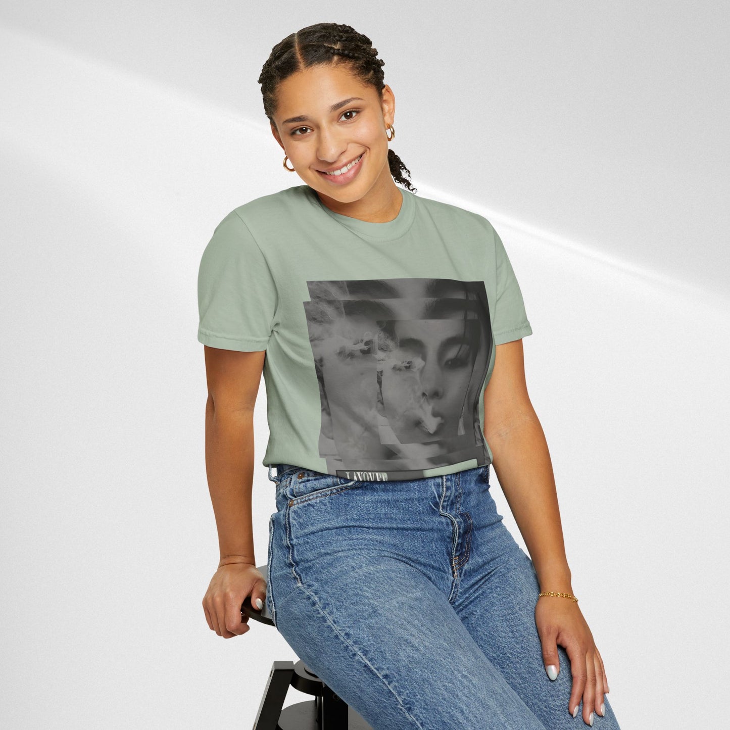 V Graphic Tee — Noir Glitch Portrait T-Shirt
