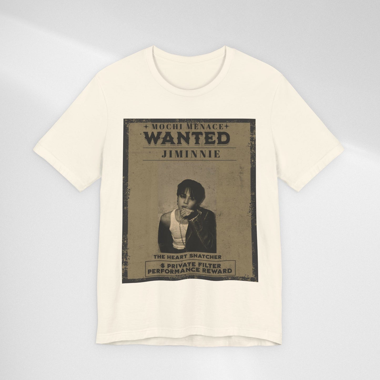 JIMIN Wanted Poster Graphic Tee — 'Mischief Menace' Vintage Style