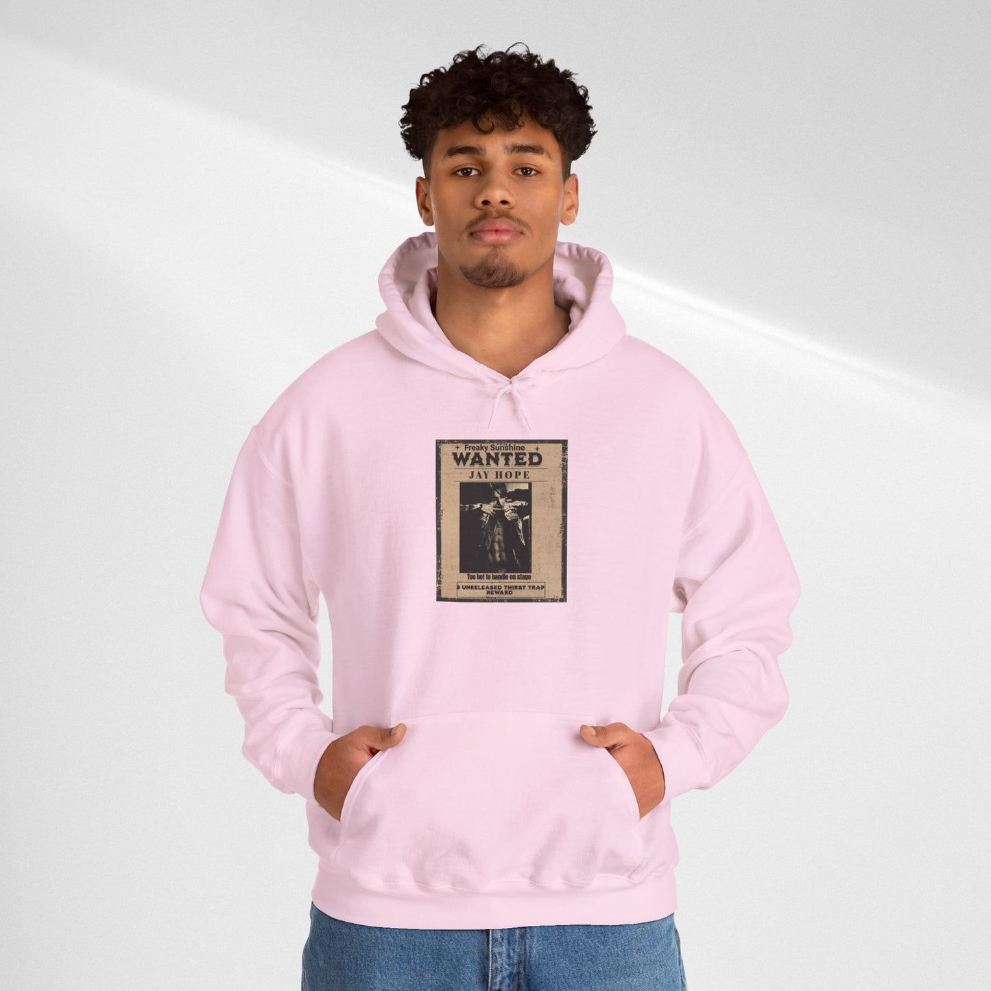 Hoodie - Vintage JHOPE 'WANTED' Poster Graphic Hooded Sweatshirt