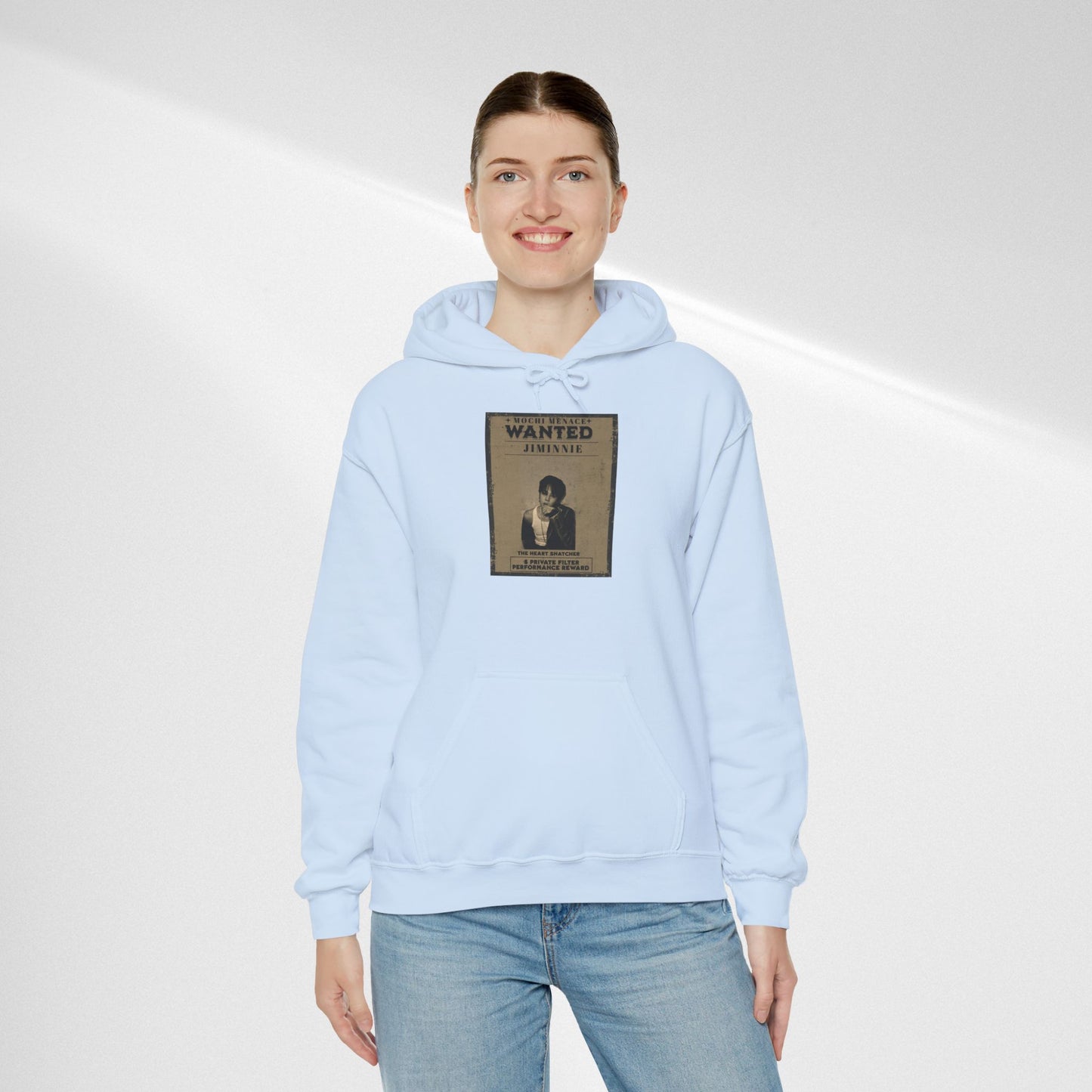 JIMIN Wanted Poster Hoodie — Vintage Photo "Wanted" Graphic Sweatshirt
