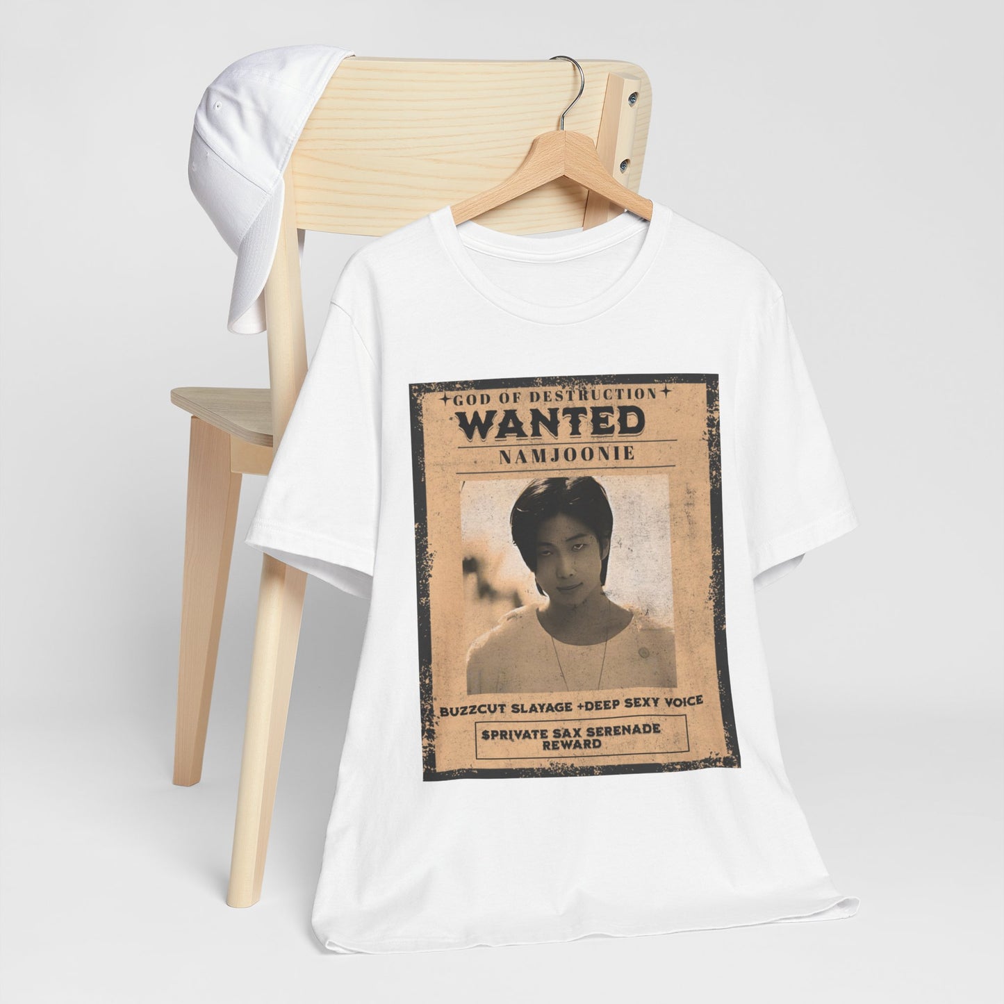 T-Shirt — Vintage 'Wanted: Namjoonie' Photo Tee (K-Pop Fan Poster Style)