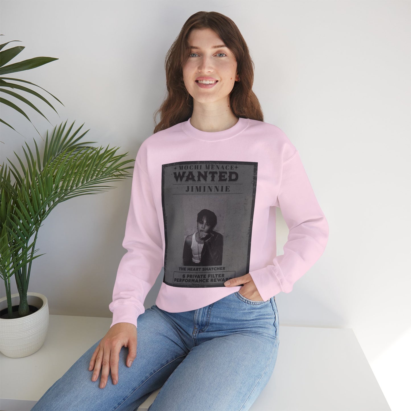 Wanted Poster Crewneck Sweatshirt – 'Wanted Jiminie' Vintage K-Pop Graphic