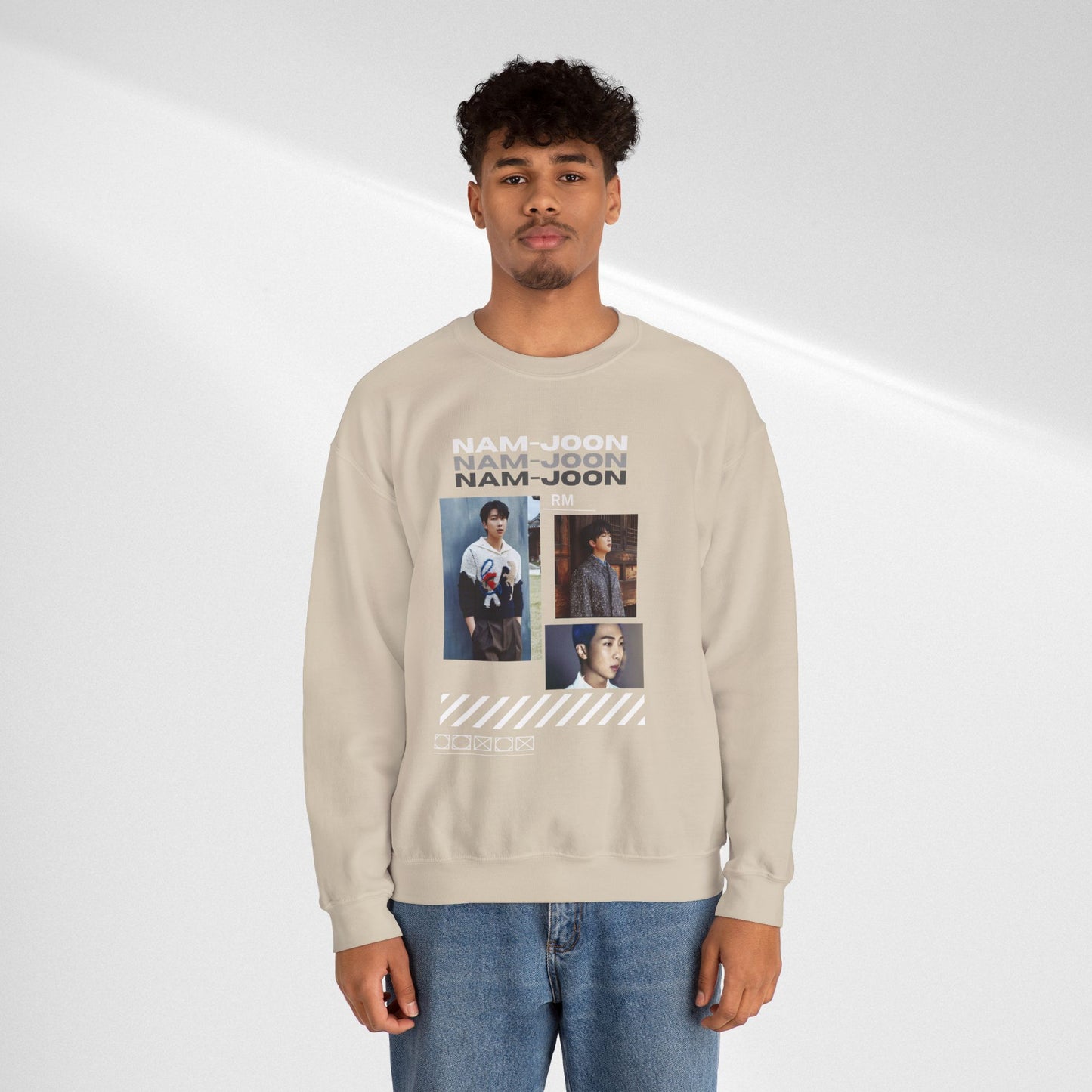 Photo Collage Crewneck Sweatshirt — "Nam-Joon" Graphic Pullover