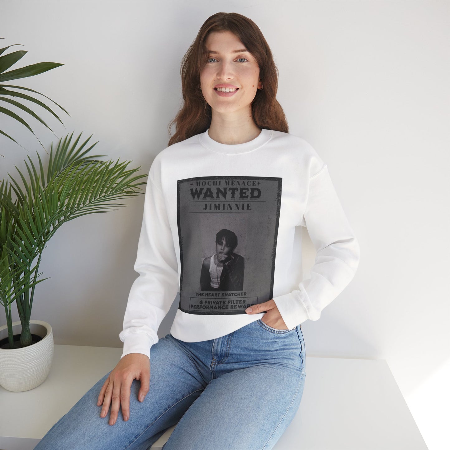 Wanted Poster Crewneck Sweatshirt – 'Wanted Jiminie' Vintage K-Pop Graphic