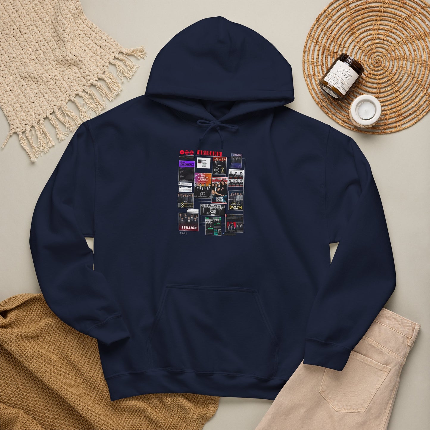 BTS ARIRANG Band Poster Collage Hoodie — Vintage Gig Tour Graphic Sweatshirt