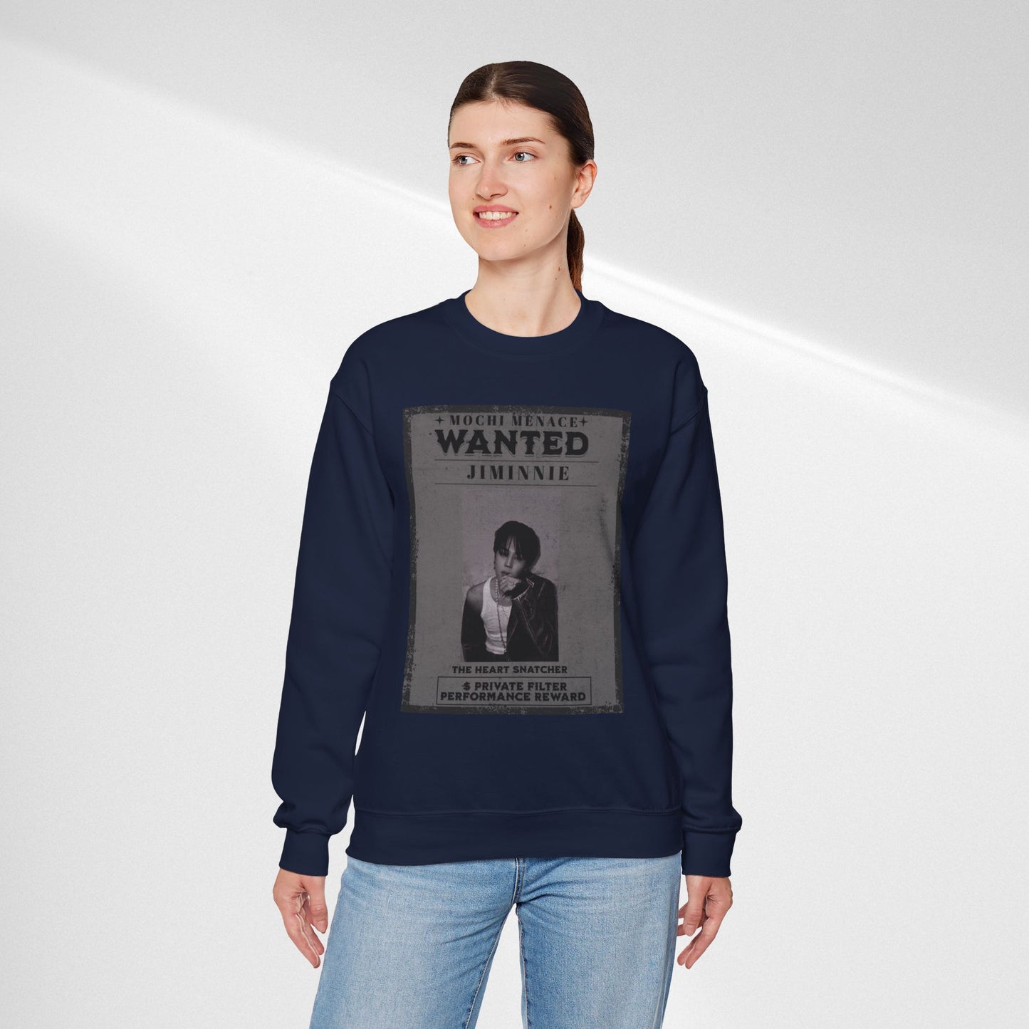 Wanted Poster Crewneck Sweatshirt – 'Wanted Jiminie' Vintage K-Pop Graphic