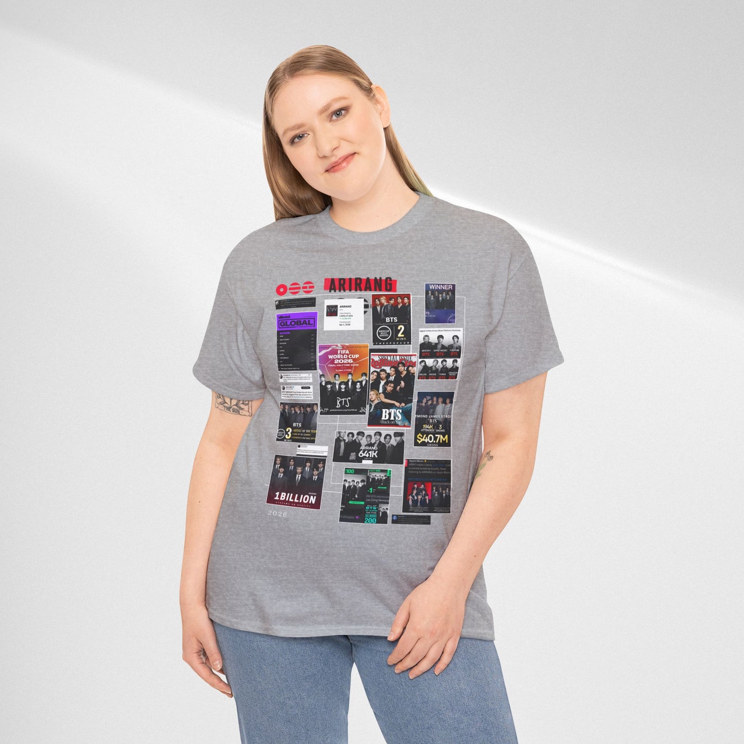 BTS ARIRANG Collage Tee — Iconic Albums & Milestones Graphic T-Shirt