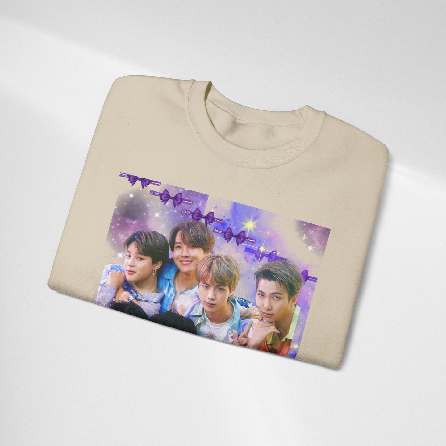 BTS Group Photo Crewneck Sweatshirt — Purple Fan Art Print