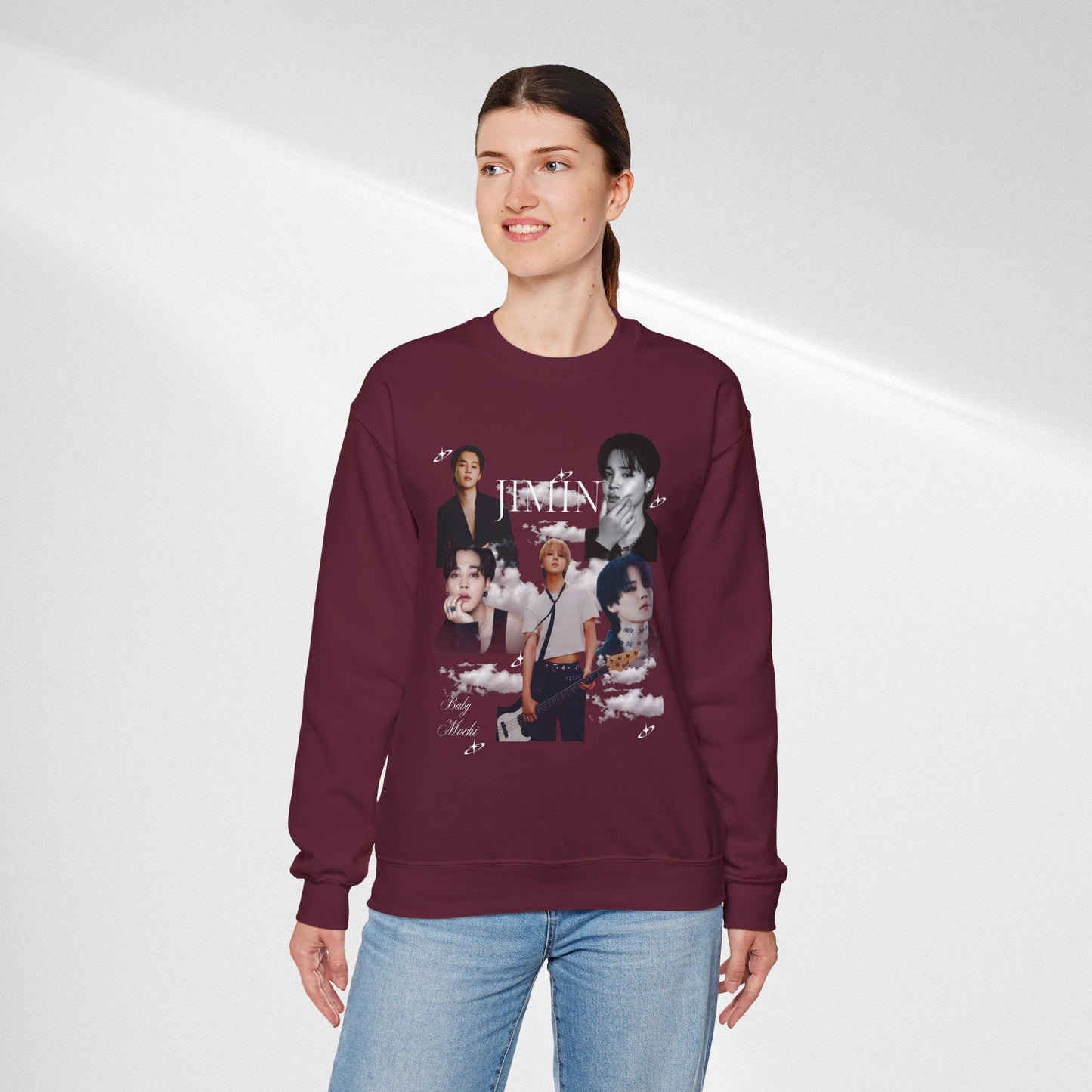 Crewneck Sweatshirt — K-pop JIMIN Collage Pullover (Band Member Design)