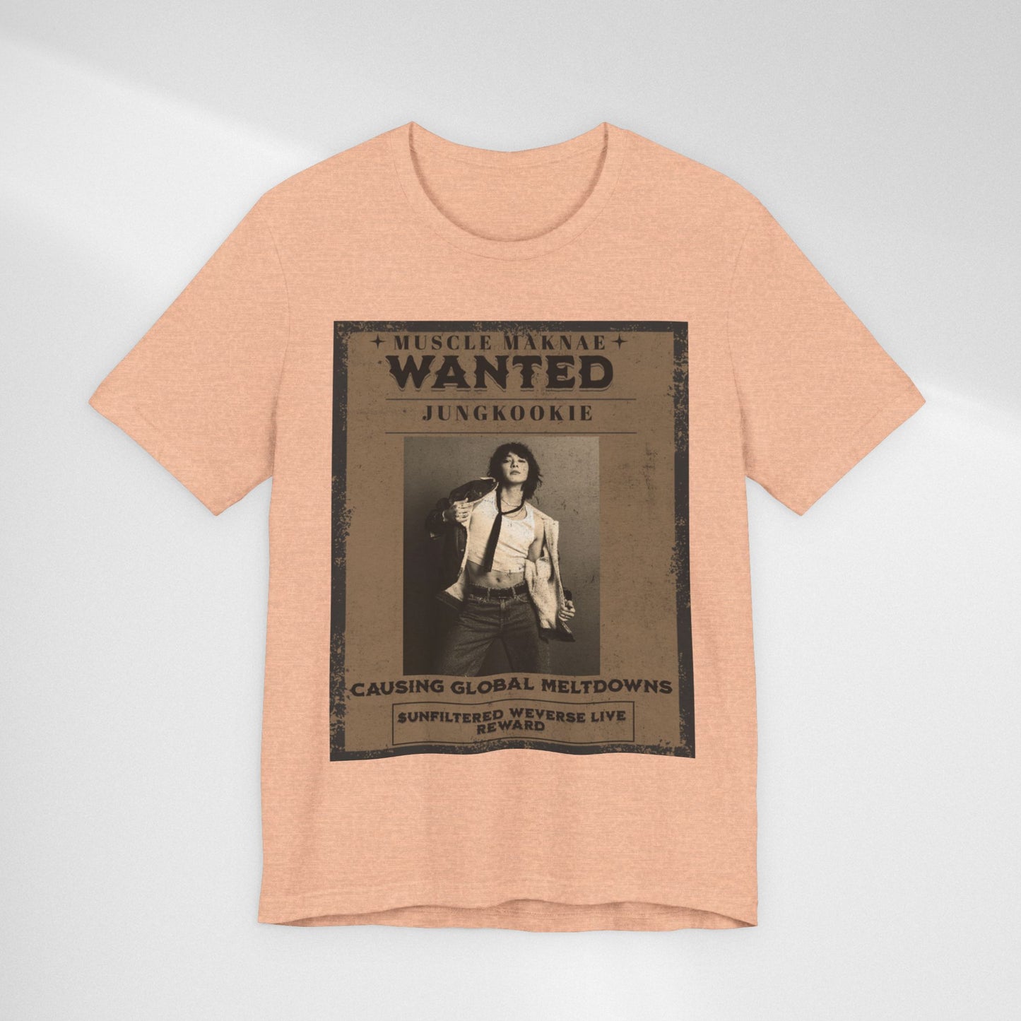 Wanted Poster Tee — 'Jungkook: Causing Global Meltdowns' Vintage K-Pop T-Shirt