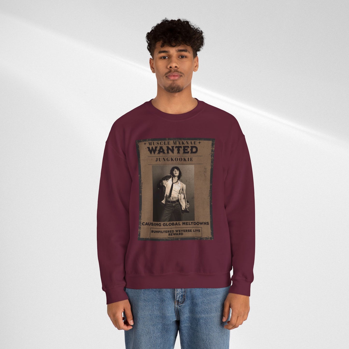 Crewneck Sweatshirt — Vintage JK'Wanted' Poster Graphic
