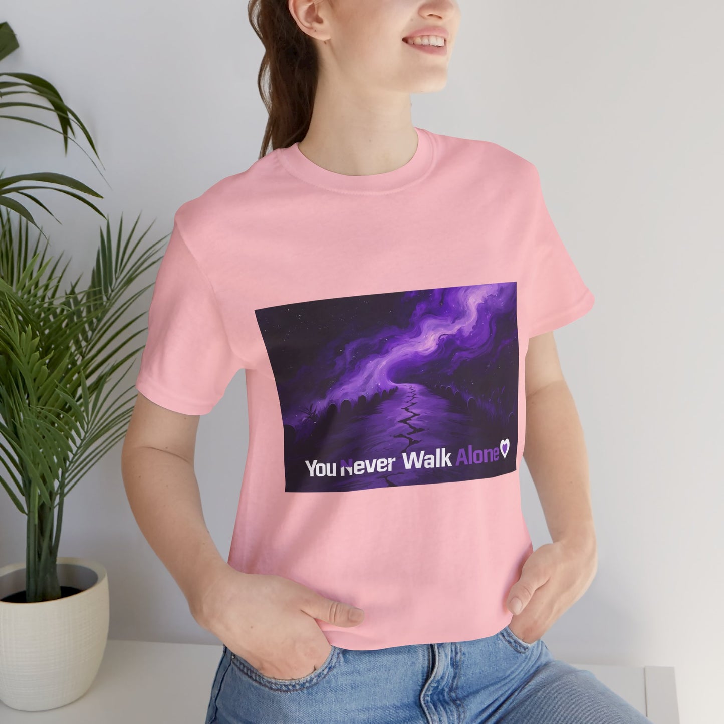 You Never Walk Alone Tee — Purple Night Stairway Graphic T‑Shirt