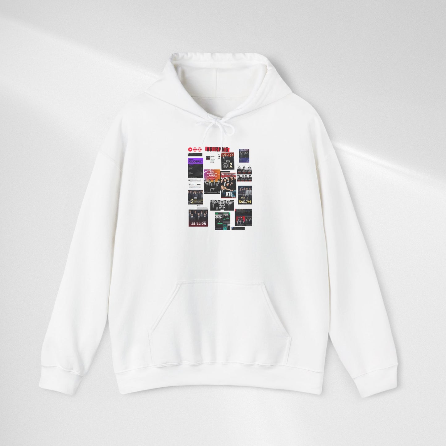 BTS ARIRANG Band Poster Collage Hoodie — Vintage Gig Tour Graphic Sweatshirt