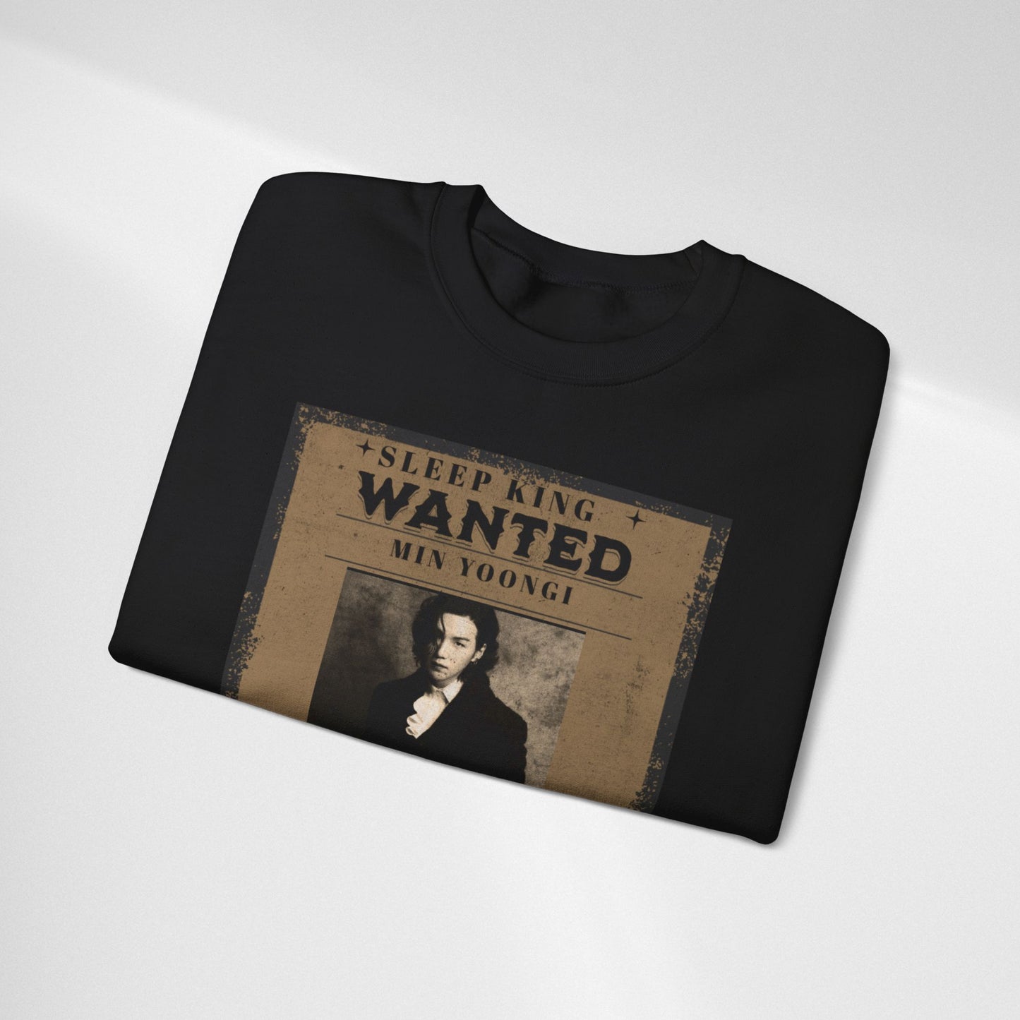 Crewneck Sweatshirt "Wanted: Min Yoongi" Vintage Poster BTS Suga Fan Apparel