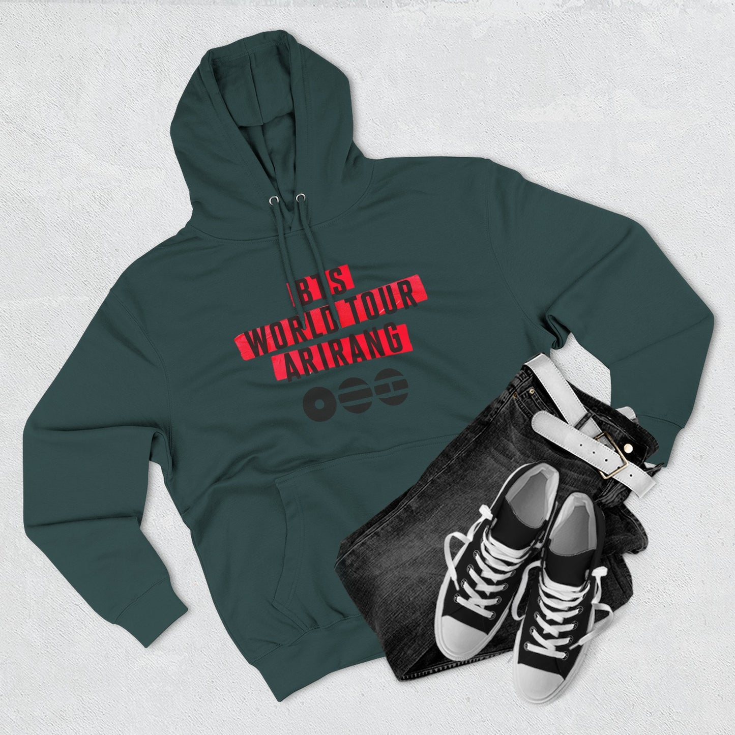 BTS World Tour Hoodie — 'Arirang' Fleece Pullover with Tour Dates