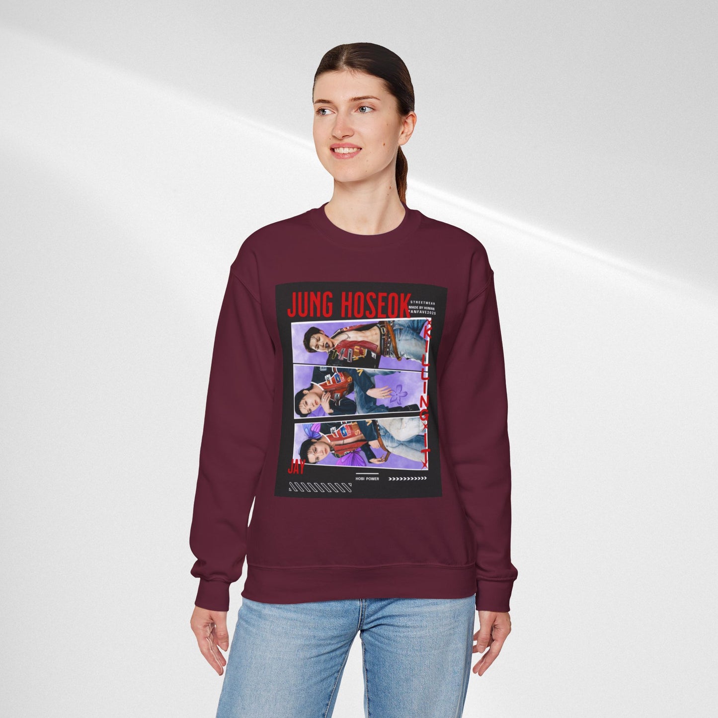 Photo Collage Crewneck Sweatshirt — 'JUNG HOSEOK' Graphic Pullover