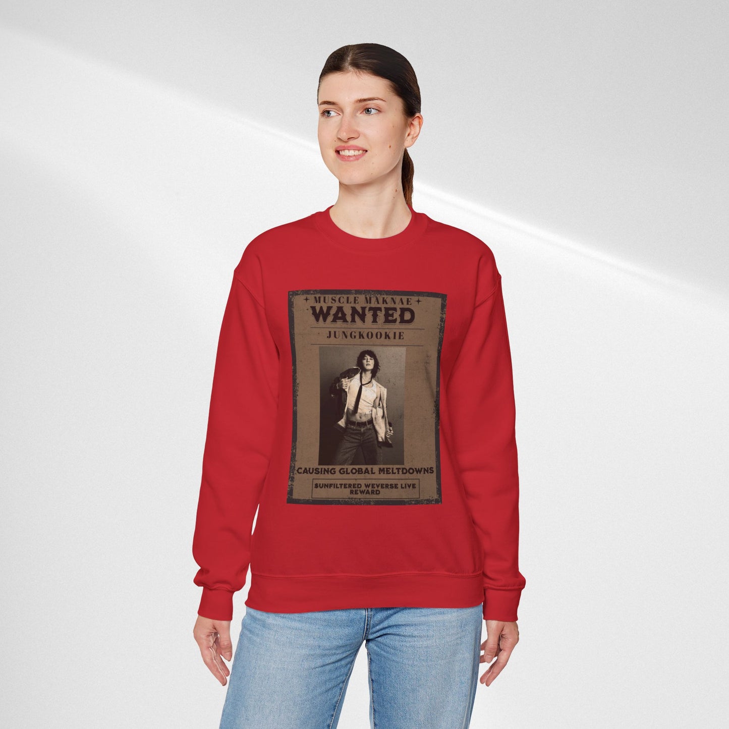 Crewneck Sweatshirt — Vintage JK'Wanted' Poster Graphic