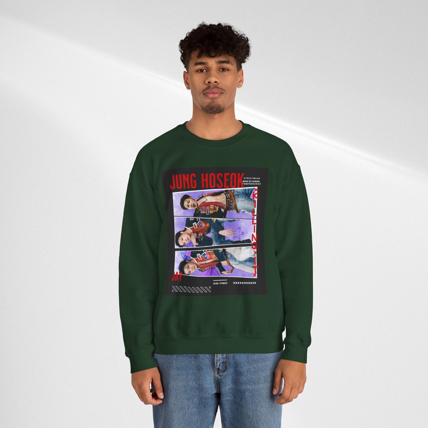 Photo Collage Crewneck Sweatshirt — 'JUNG HOSEOK' Graphic Pullover