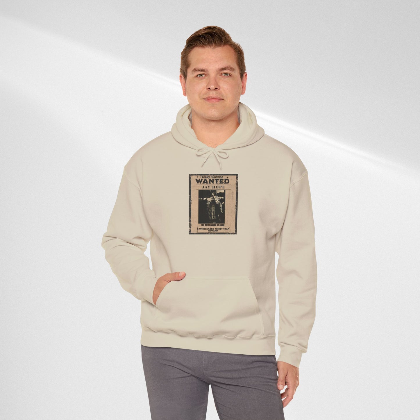 Hoodie - Vintage JHOPE 'WANTED' Poster Graphic Hooded Sweatshirt