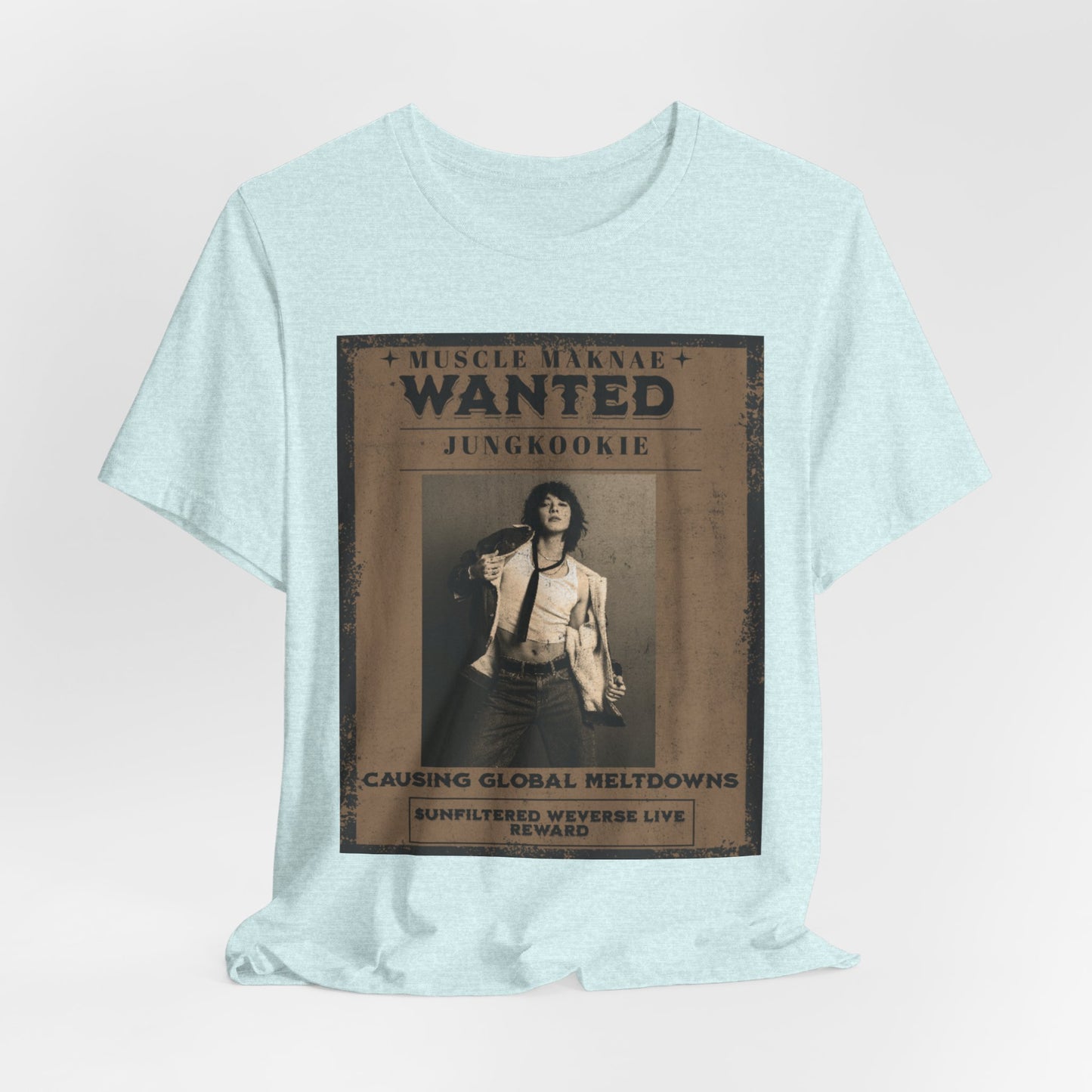 Wanted Poster Tee — 'Jungkook: Causing Global Meltdowns' Vintage K-Pop T-Shirt